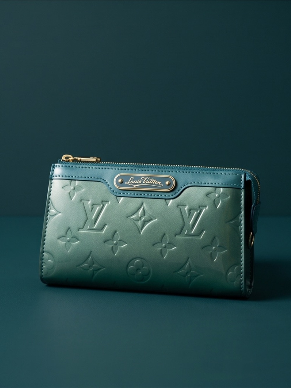 Louis Vuitton Green Teal Monogram Vernis Zip Wallet
